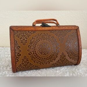 Vintage Box Bag Purse 1940's Wood Rattan And Willow Handbag Purse Clutch Boho